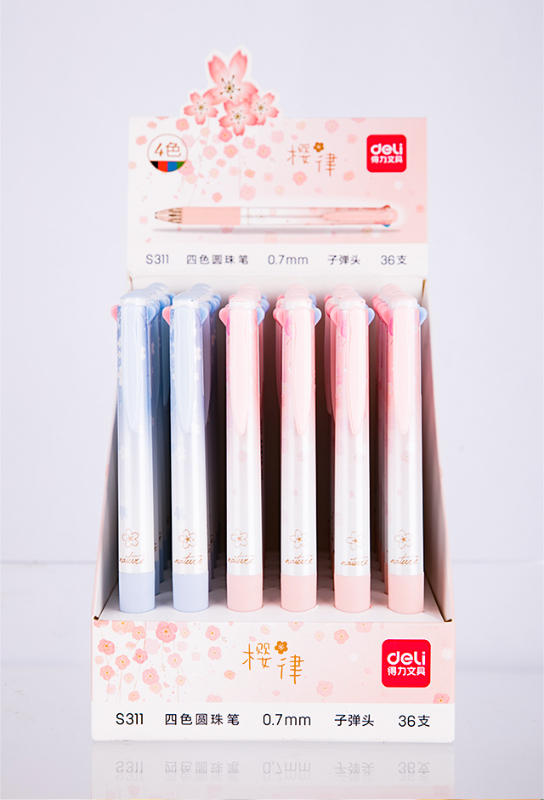 得力Deli 櫻花系四色原子筆(0.7mm)