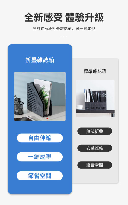 得力Deli 開放式兩段折疊雜誌箱 展開168x255x243mm 2款任選
