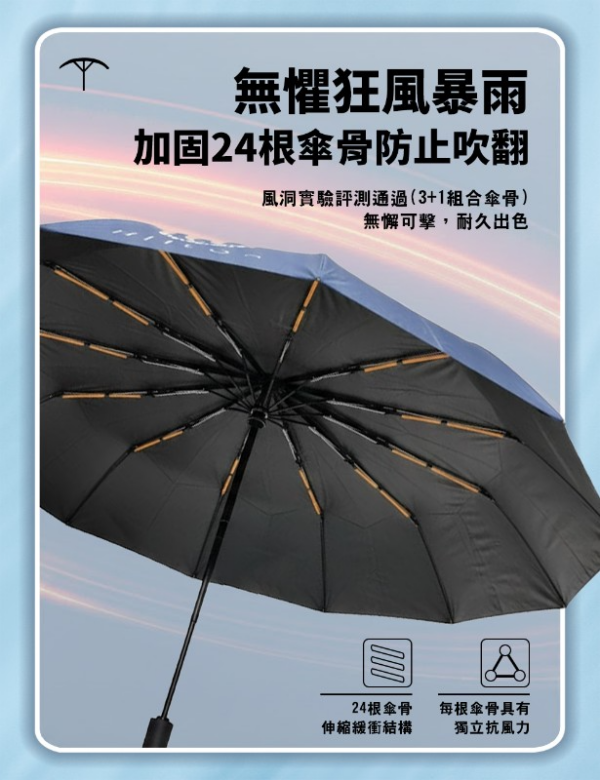 Hilton希爾頓 24骨加大自動摺疊傘 6組箱 (4) Hilton希爾頓 24骨加大自動摺疊傘
